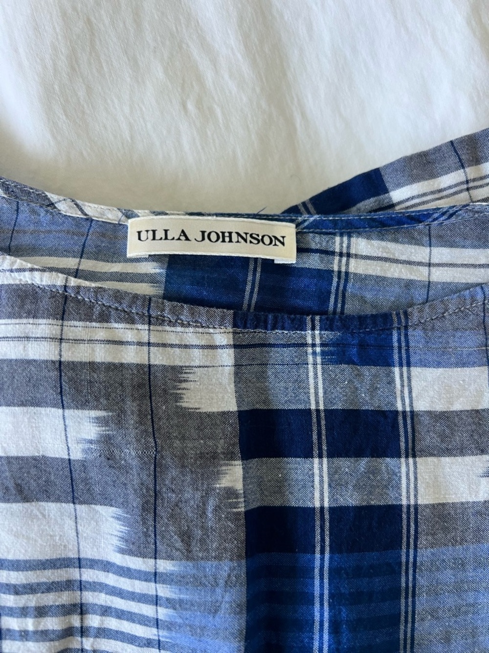 Ulla Johnson Navy and White Plaid Blouse